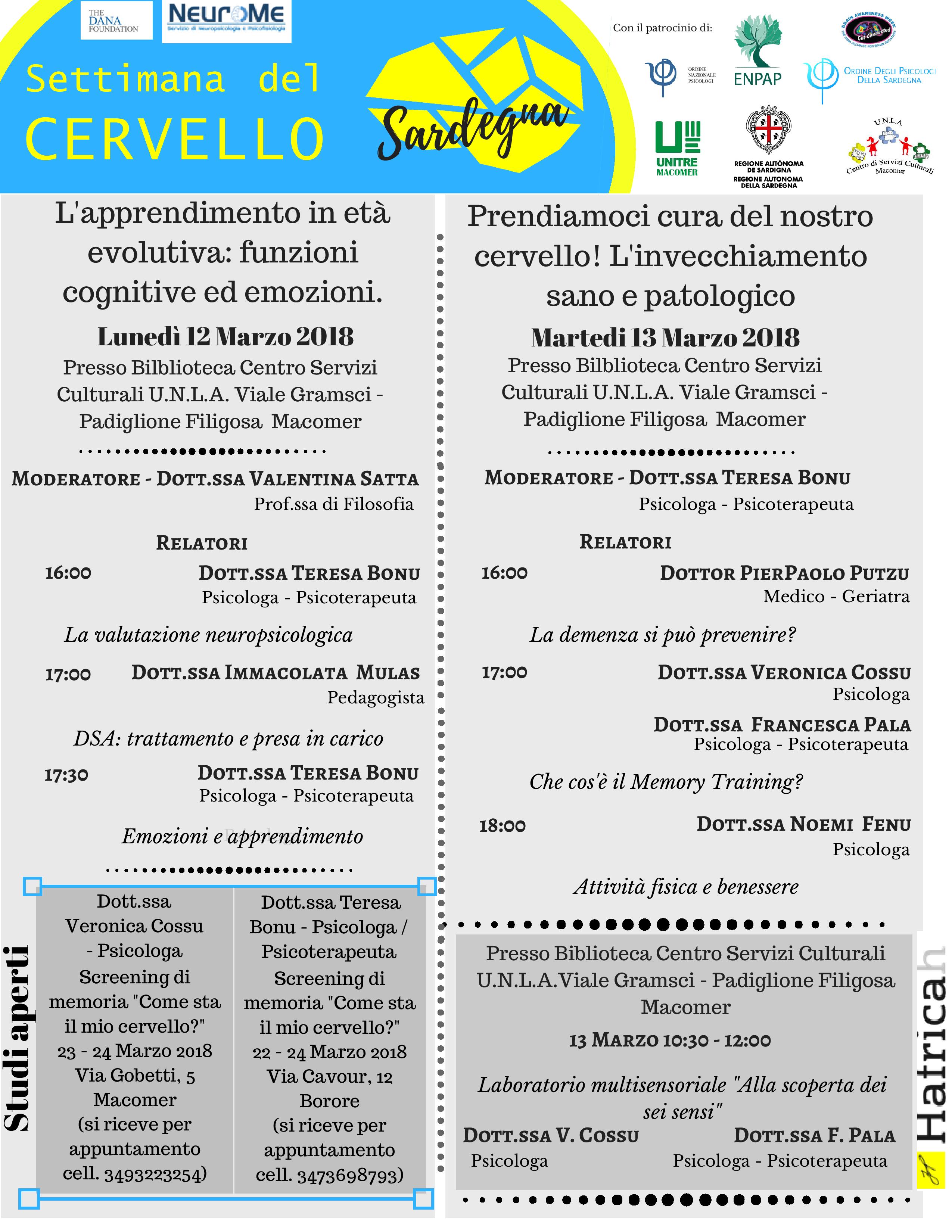 Settimana del Cervello. 12-18 Marzo 2018