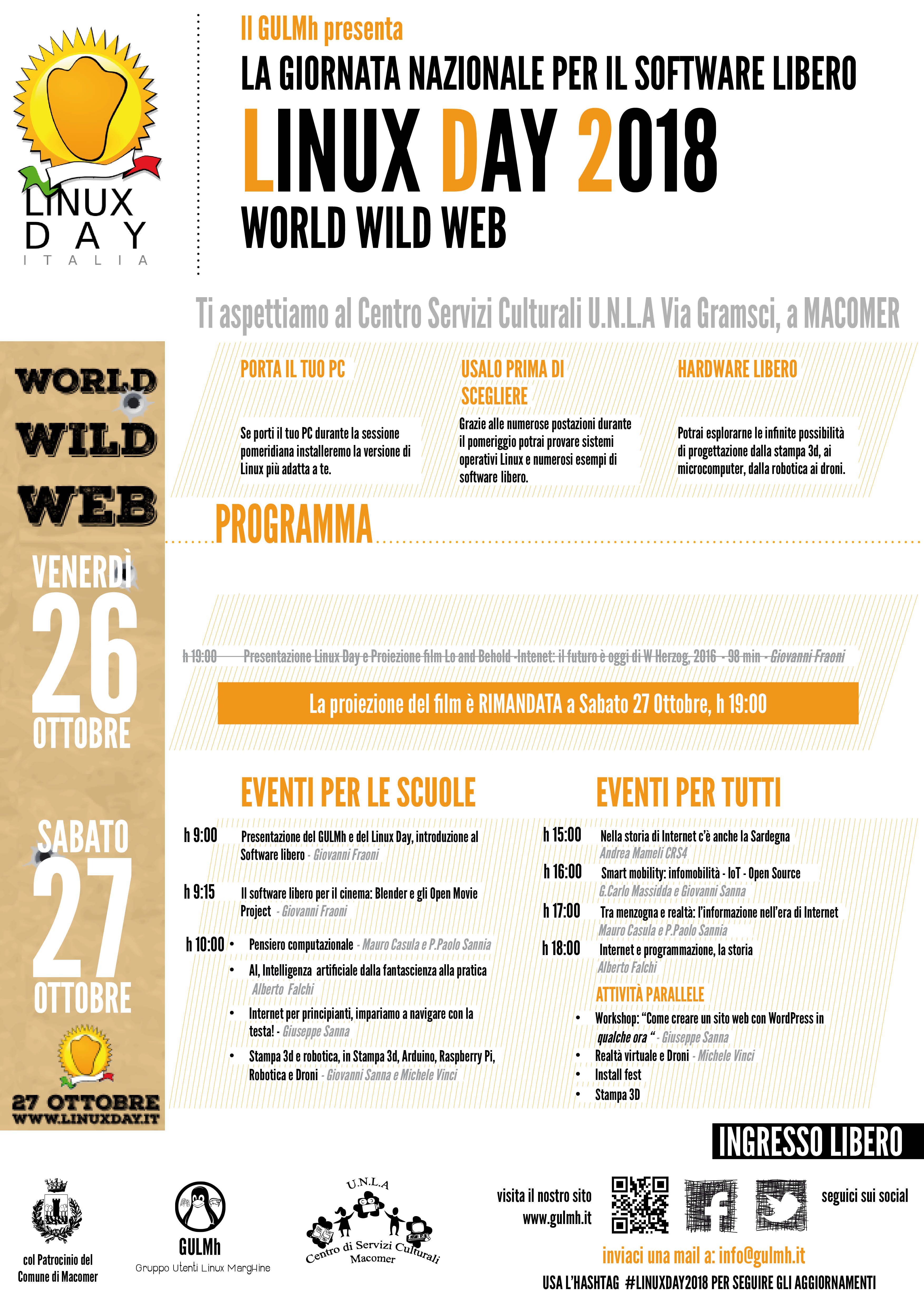 Linux day 2018 e proiezione film “Lo and Behold. Internet il futuro è oggi” di Werner Herzog. Sabato 27 Ottobre