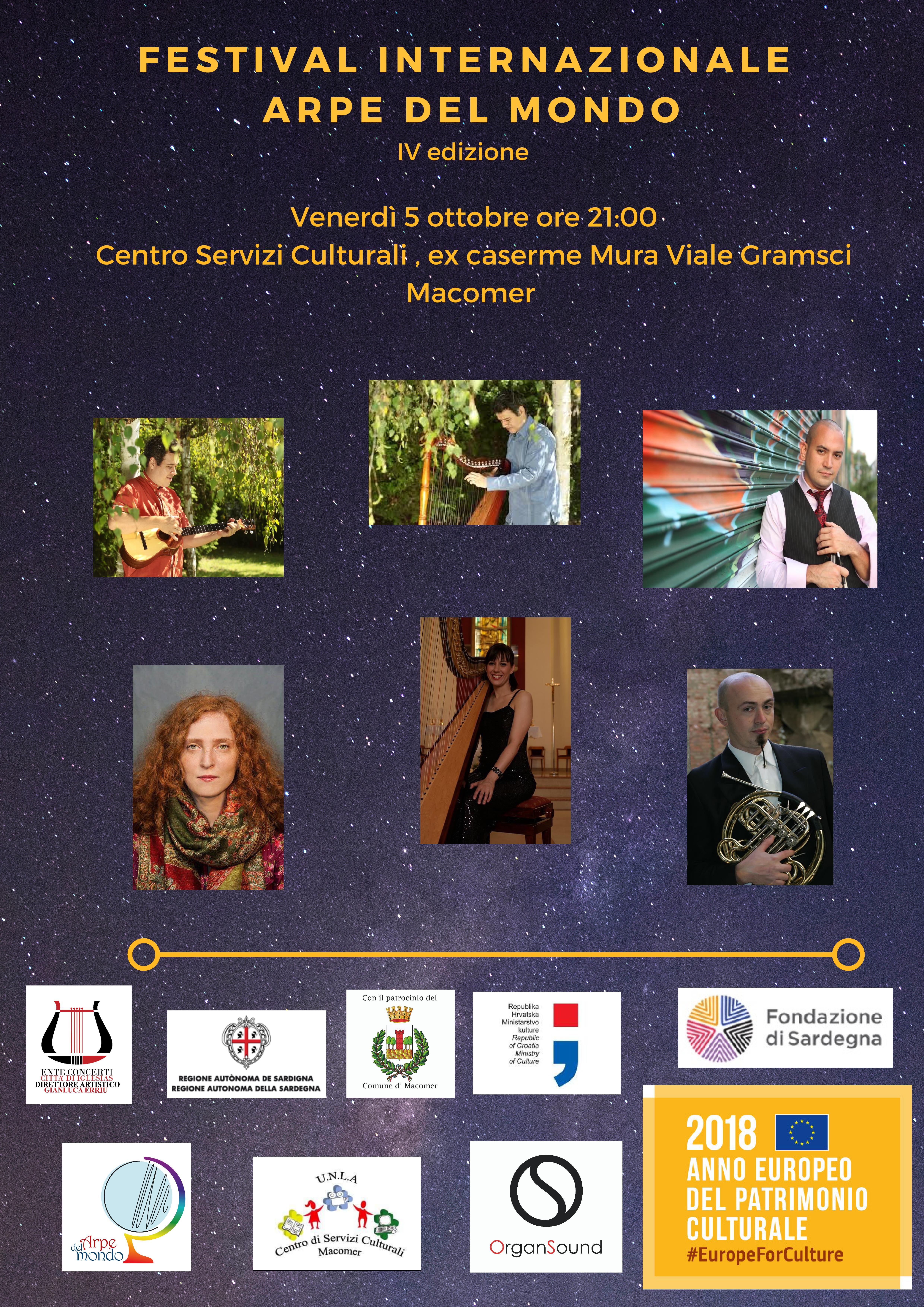 Festival Internazionale “Arpe del Mondo” Venerdì 5 Ottobre ore 21 al Centro
