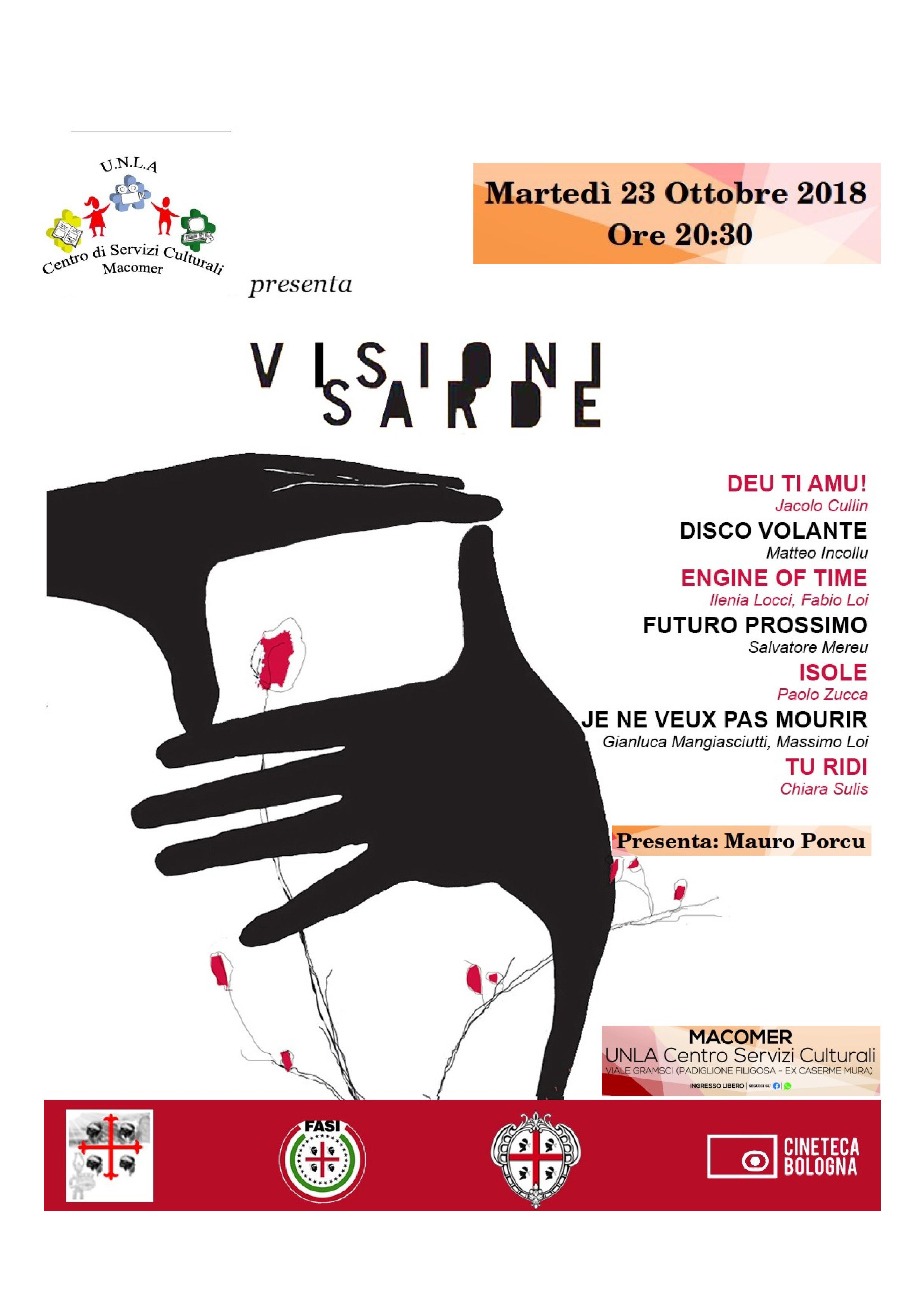 “Visioni Sarde” 23 Ottobre alle ore 20,30