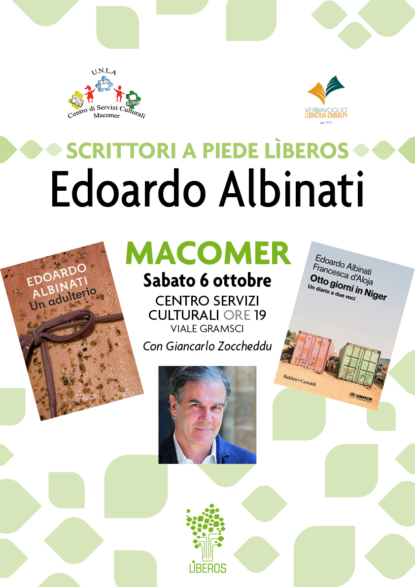 Edoardo Albinati, “Otto giorni in Niger”e “Un adulterio”. Sabato 6 Ottobre ore 19