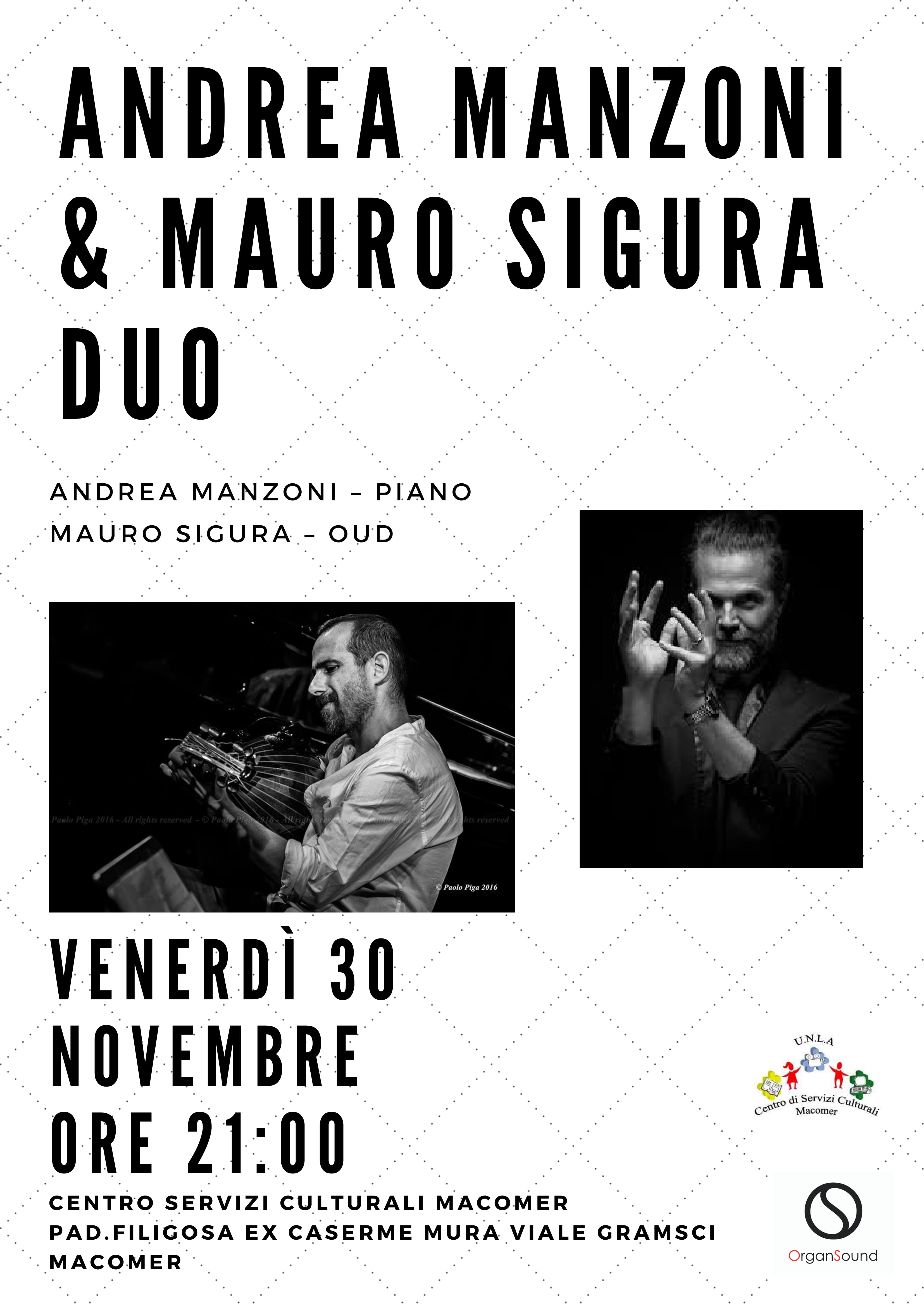 “Andrea Manzoni & Mauro Sigura duo” Venerdì 30 Novembre alle ore 21,00.