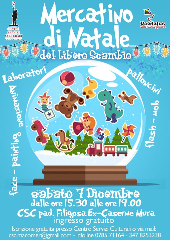 Mercatino di Natale del libero Scambio. 7 dicembre Ore 15:30 – 19:00