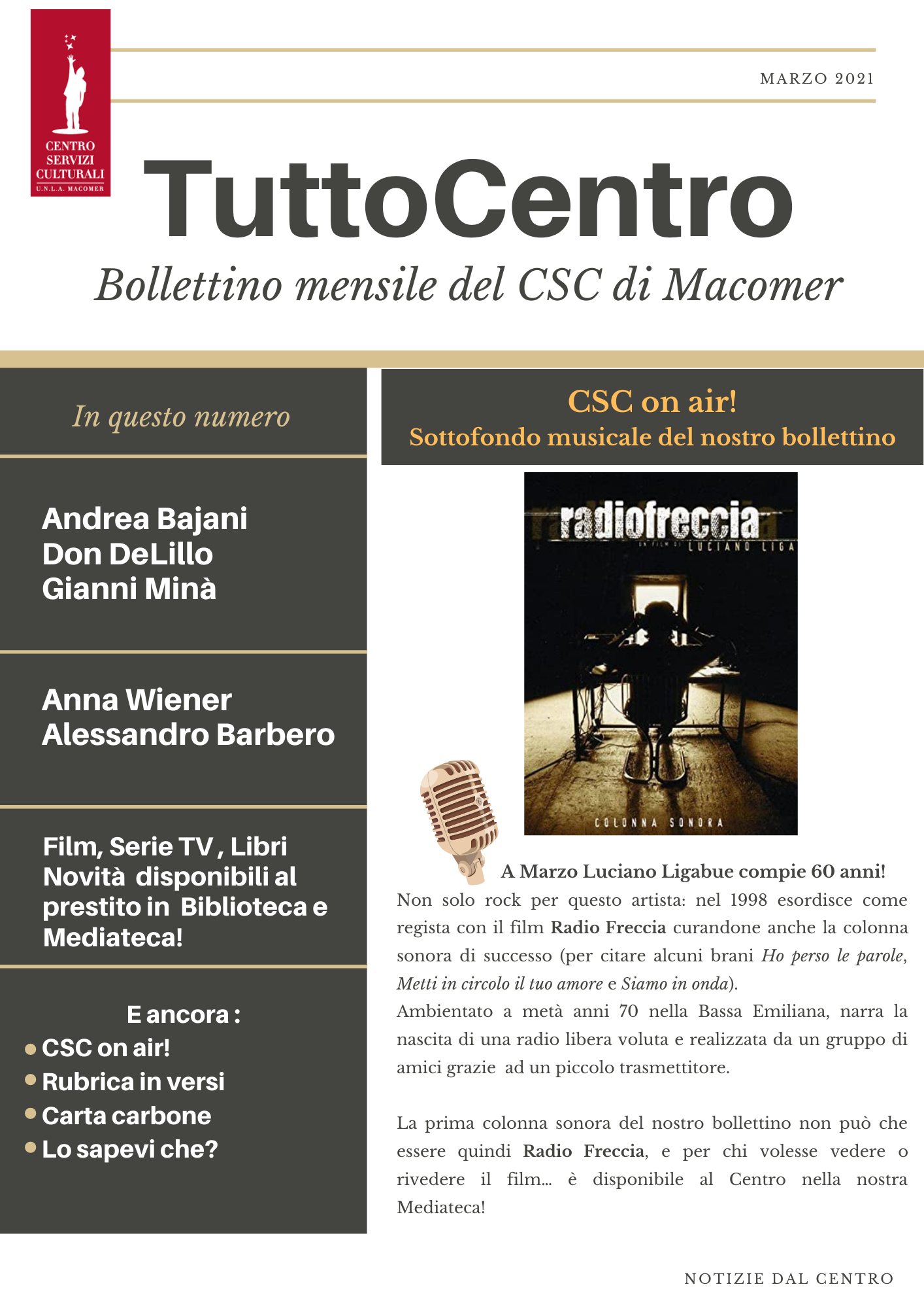 TuttoCentro – Marzo. Bollettino mensile del Centro Servizi Culturali di Macomer.