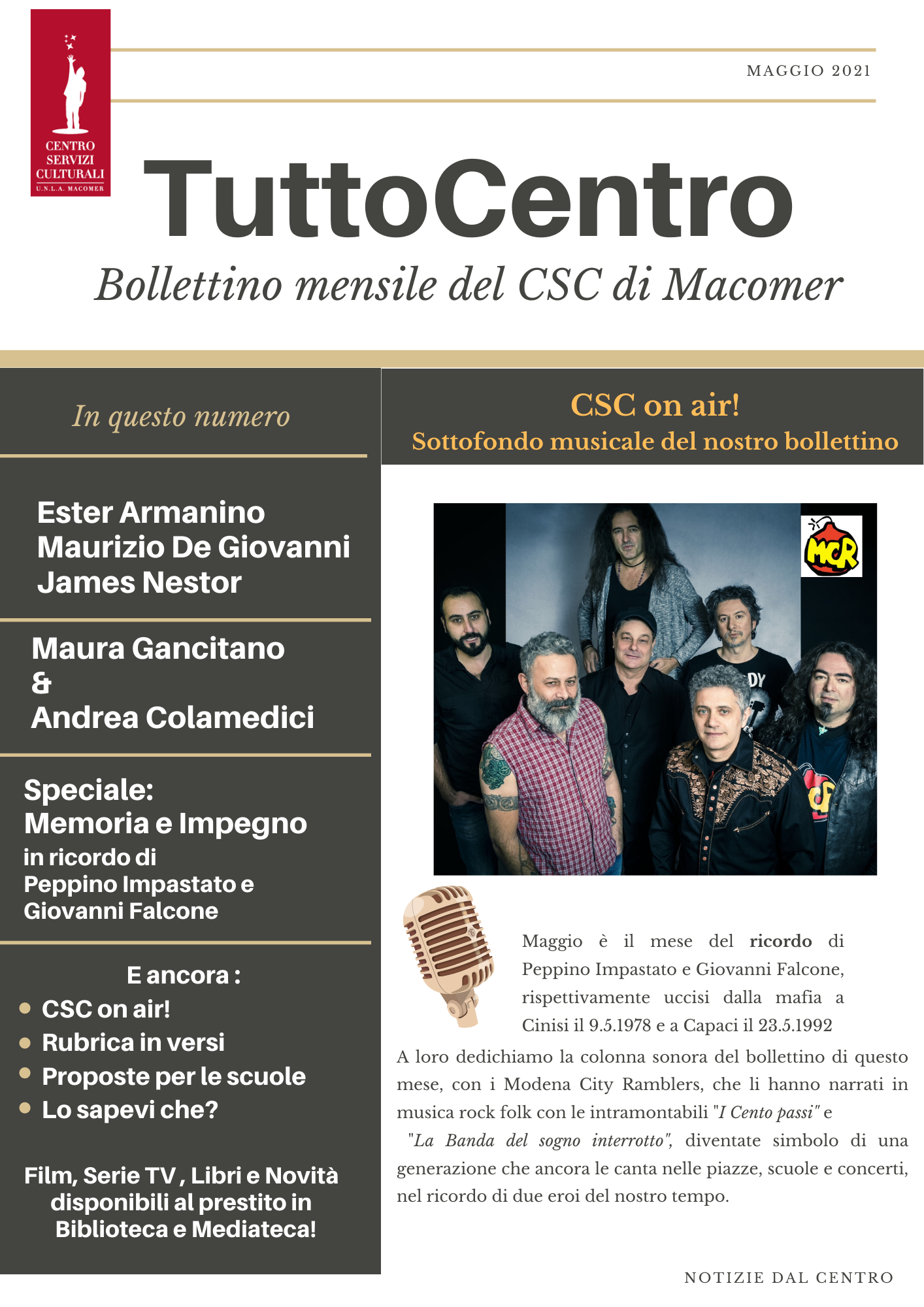 TuttoCentro – Maggio. Bollettino mensile del Centro Servizi Culturali di Macomer