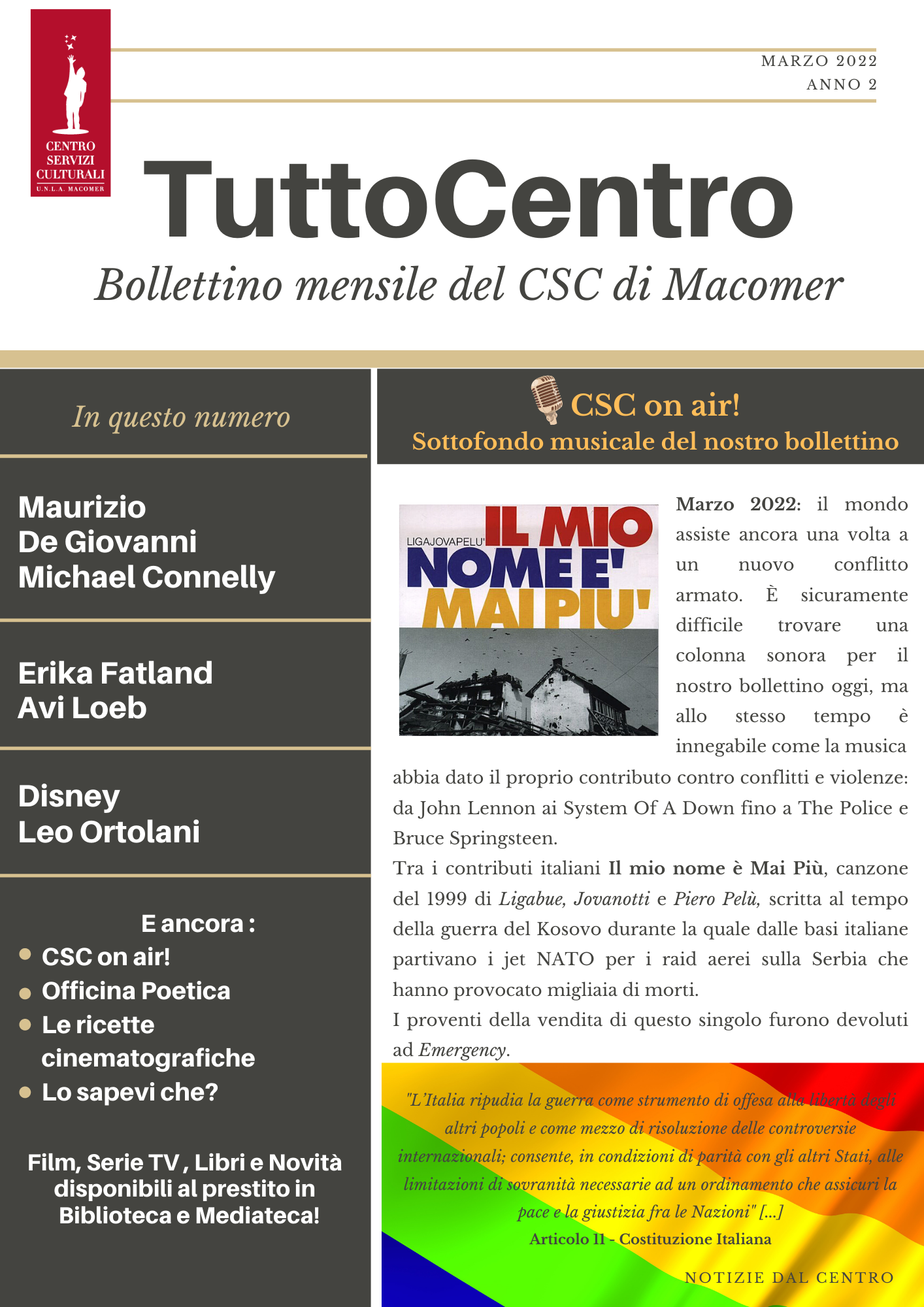 TuttoCentro – Marzo. Bollettino mensile del Centro Servizi Culturali di Macomer.