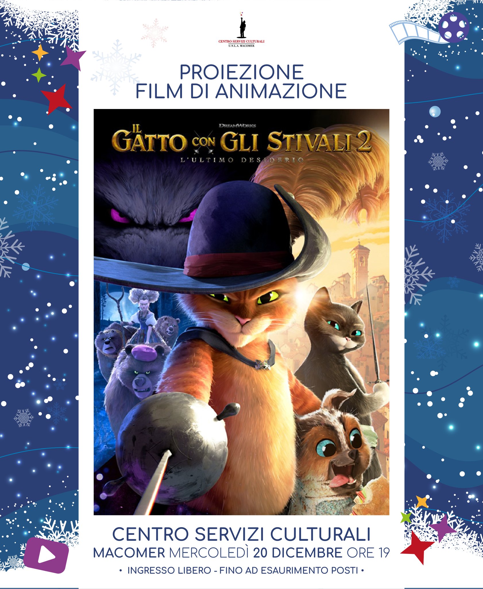 Proiezione film “Il gatto con gli stivali 2” di Joel Crawford